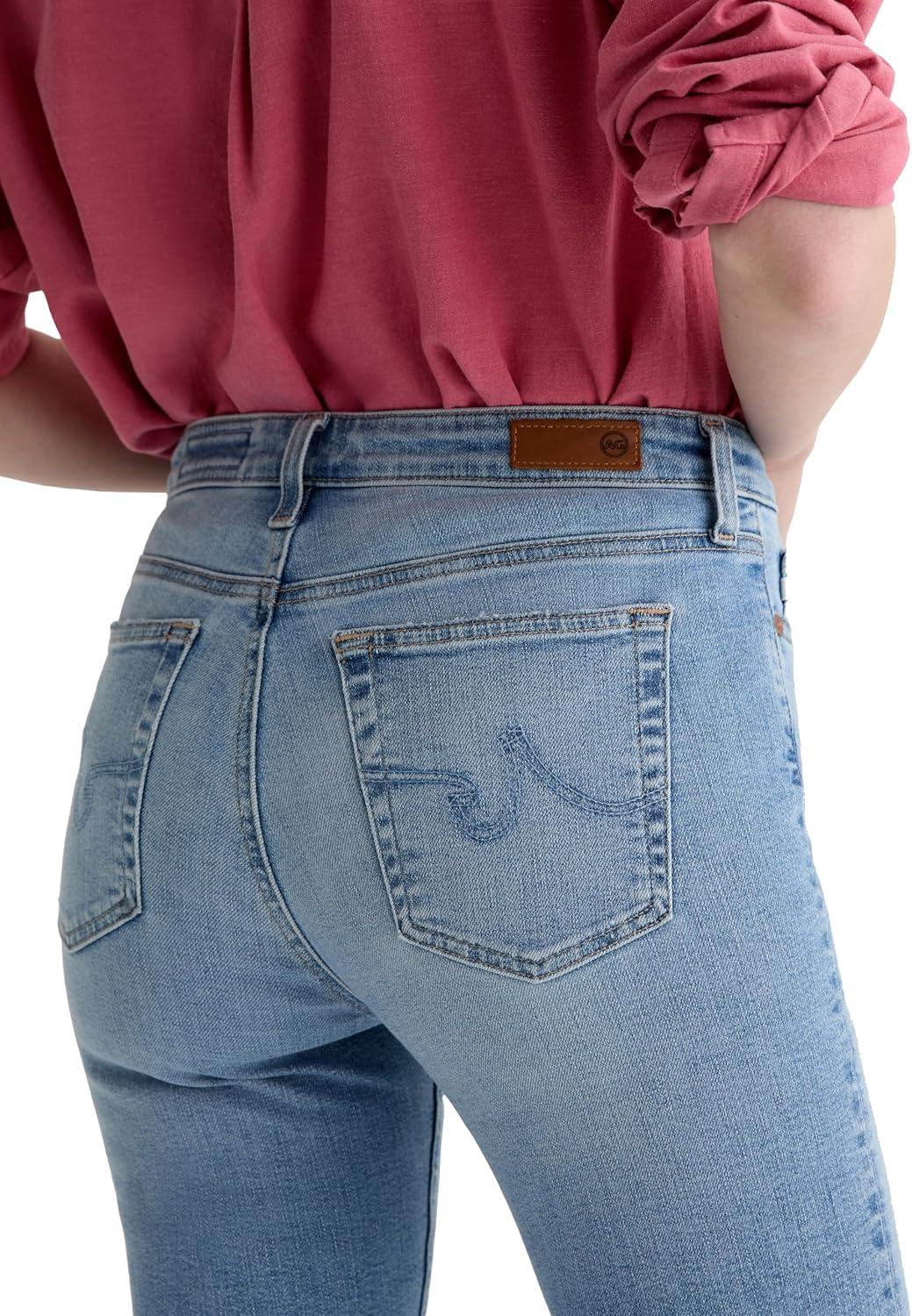 imageAG Womens Mari Mid Rise Slim Straight Crop JeanMarina Blue