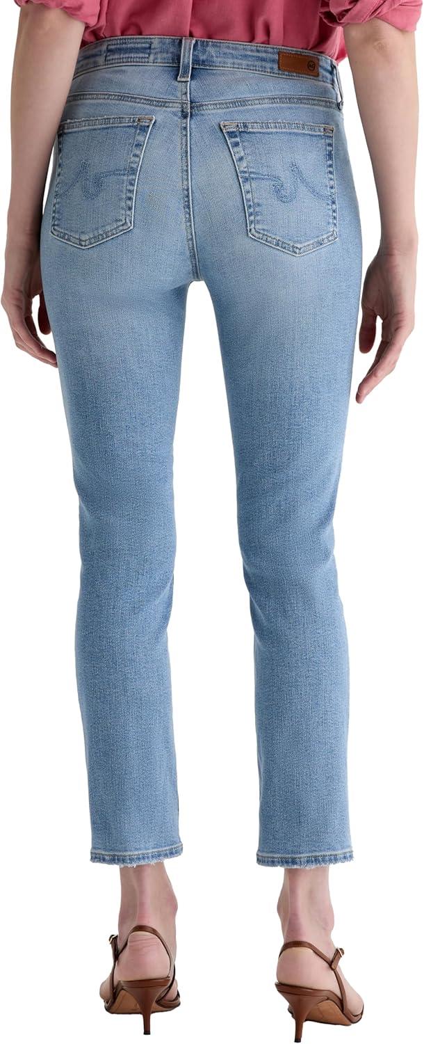 imageAG Womens Mari Mid Rise Slim Straight Crop JeanMarina Blue
