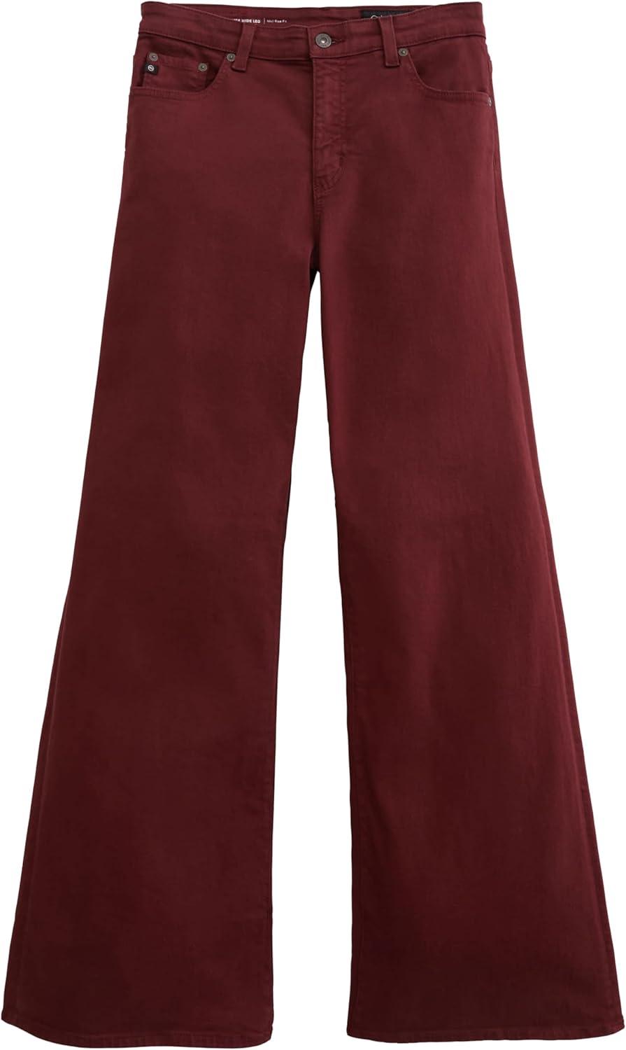 imageAG Womens Saige Mid Rise Wide LegCranberry