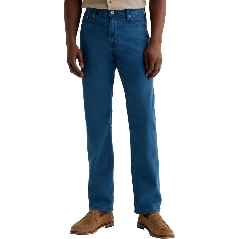 imageAG Adriano Goldschmied Mens Everett Slim Straight Sueded Sateen PantSulfur Deep Sea