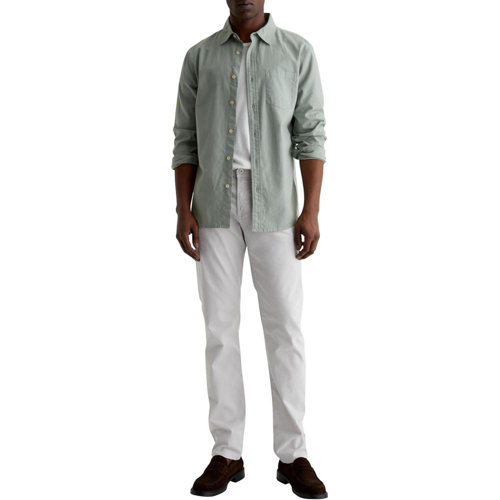 imageAG Adriano Goldschmied Mens Graduate Tailored Sueded Sateen PantSilver Fog