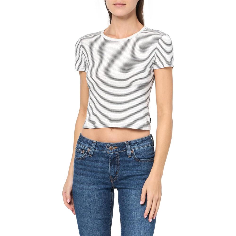 imageAG Adriano Goldschmied Womens Hutton CrewPencil Stripe ExwhiteTrue Bl