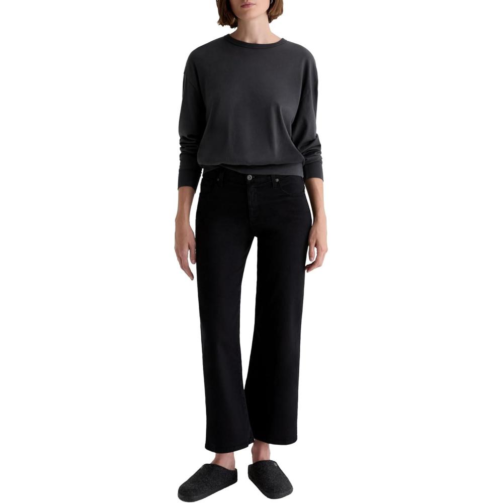 imageAG Adriano Goldschmied Womens Saige Mid Rise Wide Leg Crop in Super BlackSuper Black