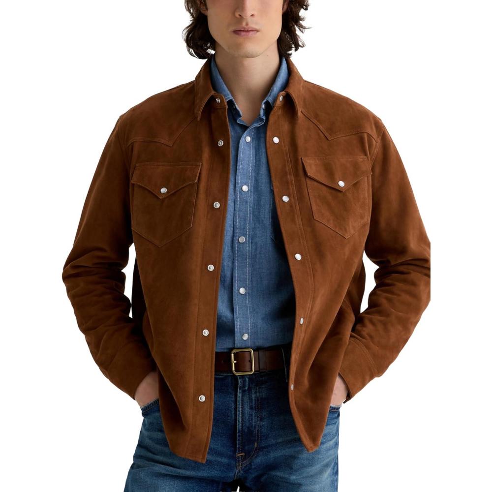 imageAG Adriano Goldschmied mens Elias Relaxed Western Shirt JacketCanyon Amber
