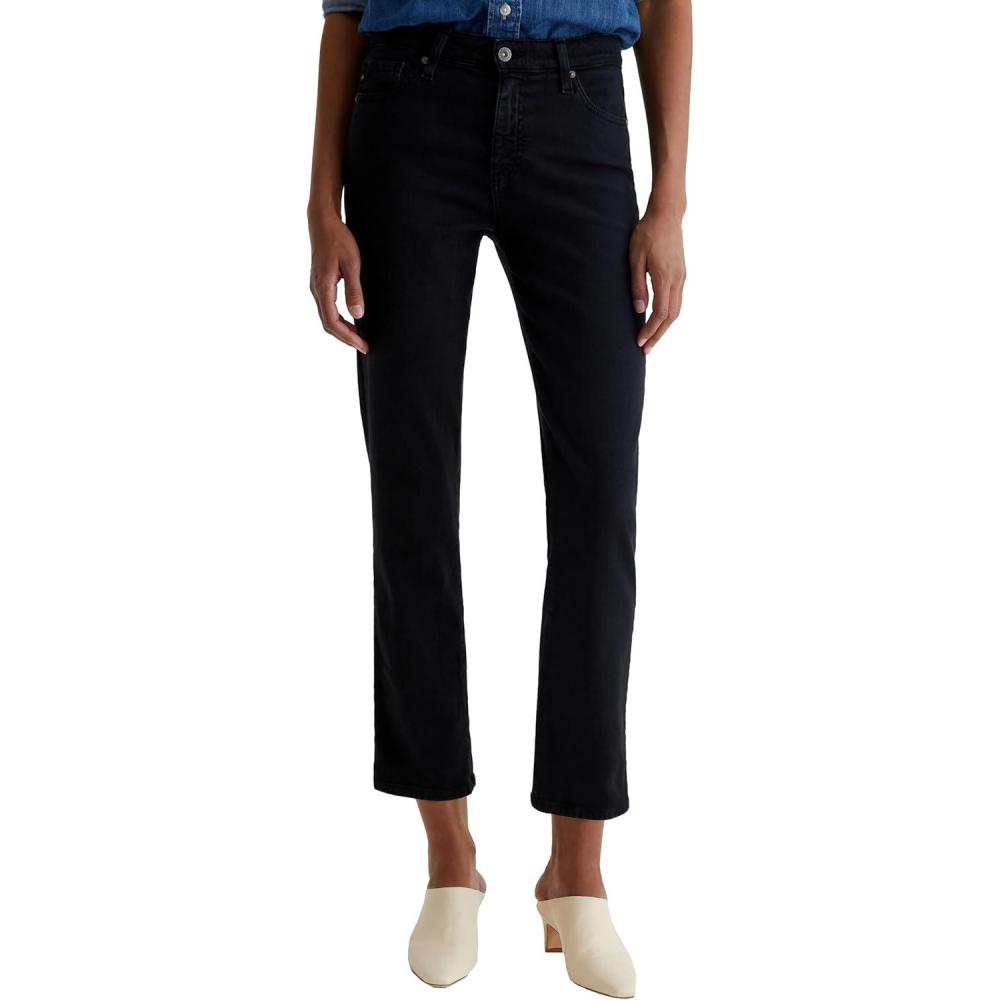 imageAG Womens Mari Mid Rise Slim Straight Crop JeanSulfur Black