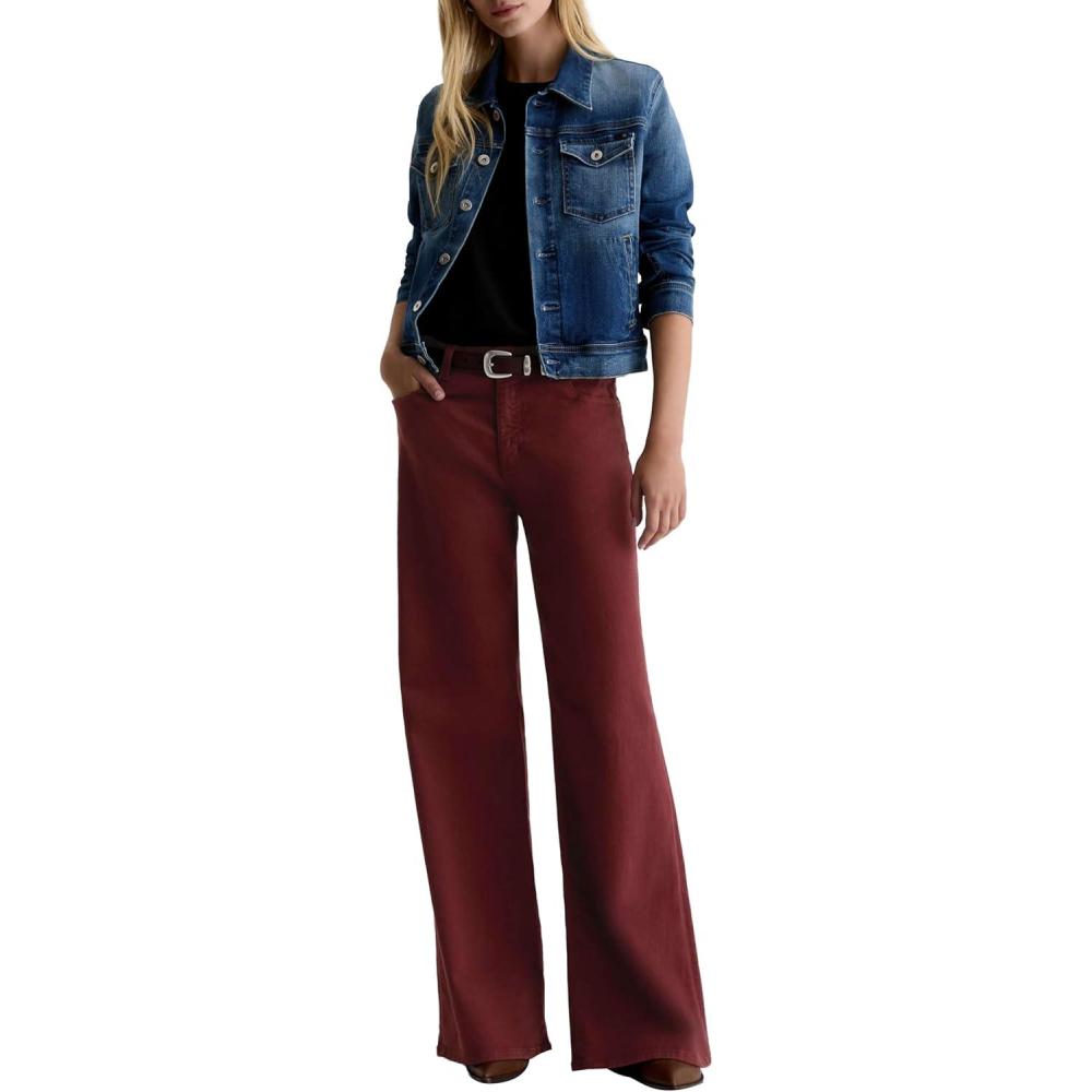 imageAG Womens Saige Mid Rise Wide LegCranberry