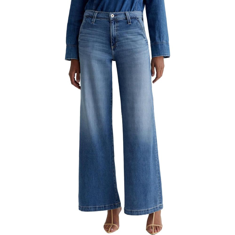 imageAG Womens Stella Mid Rise Wide Leg Palazzo JeanNautical Mile