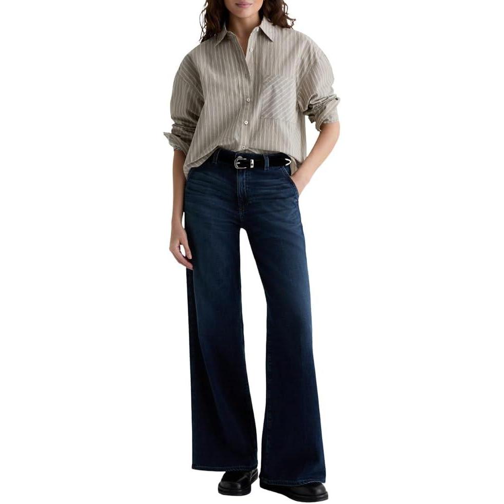 imageAG Womens Stella Mid Rise Wide Leg Palazzo JeanPoise