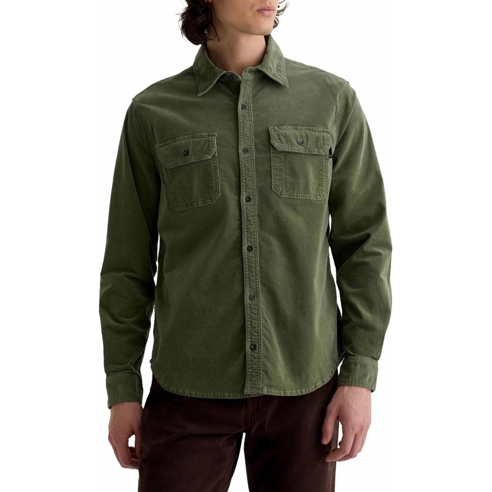 imageAG Adriano Goldschmied Mens Curtis Classic Fit Work ShirtSulfur Urban Green