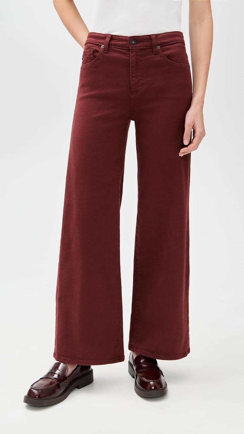 imageAG Adriano Goldschmied Womens Saige Mid Rise Wide Leg JeansCranberry