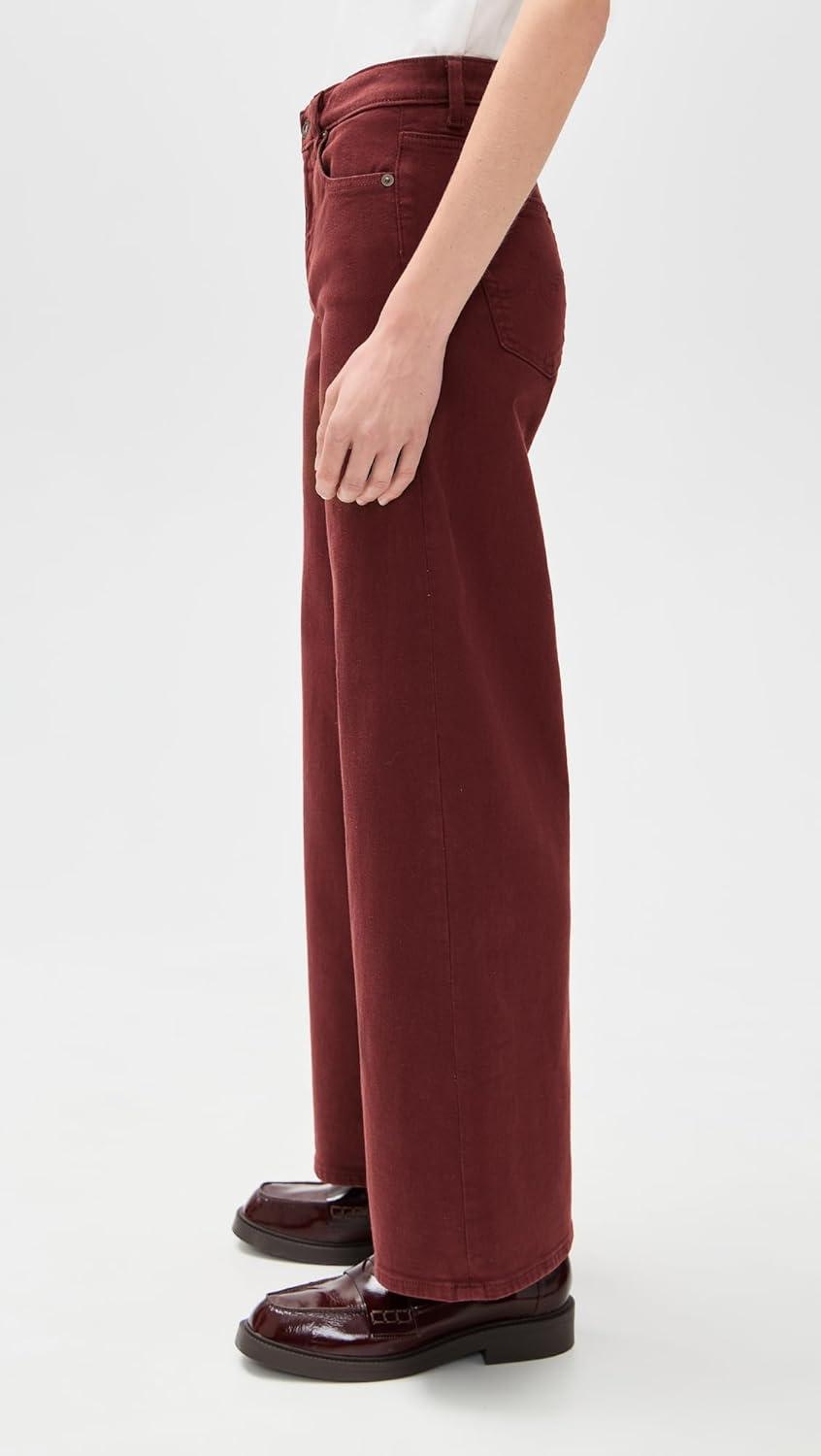 imageAG Adriano Goldschmied Womens Saige Mid Rise Wide Leg JeansCranberry