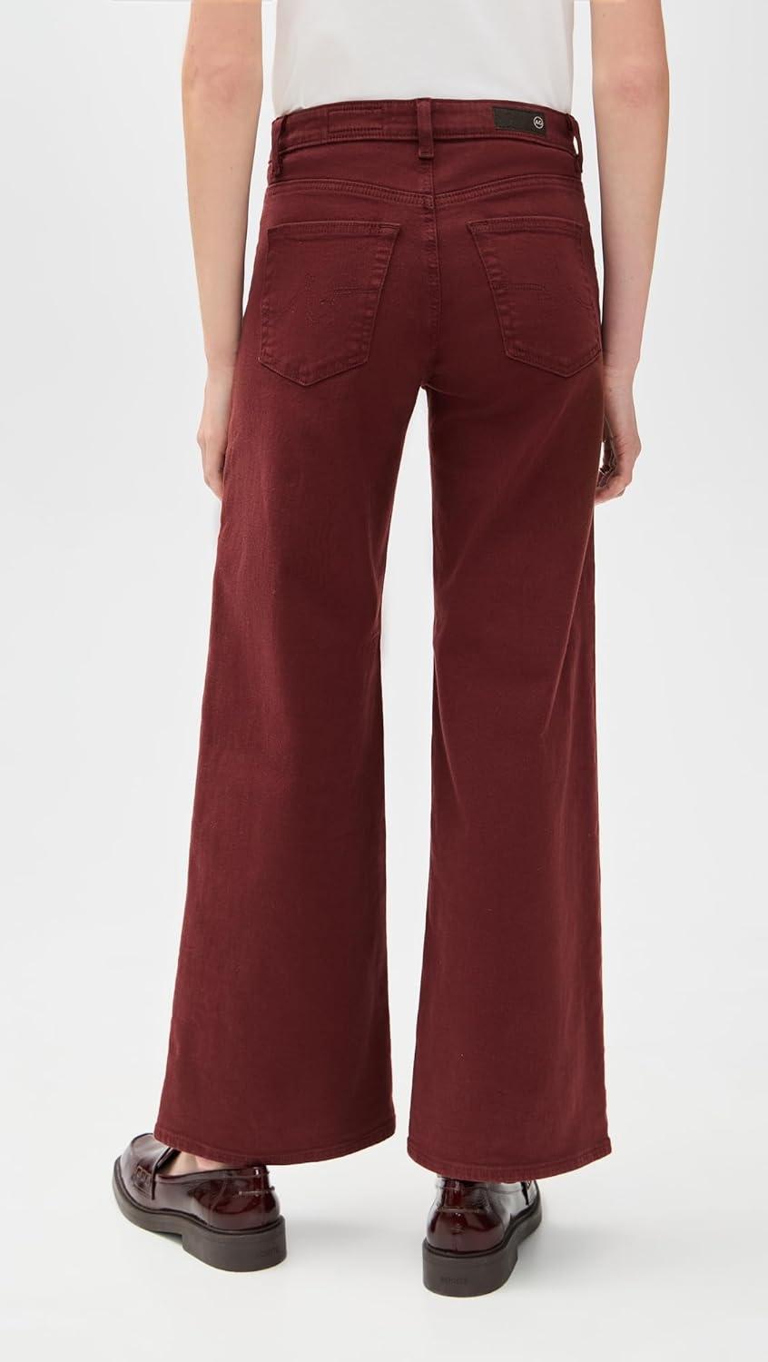 imageAG Adriano Goldschmied Womens Saige Mid Rise Wide Leg JeansCranberry