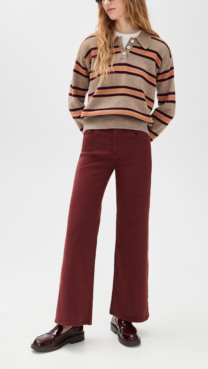 imageAG Adriano Goldschmied Womens Saige Mid Rise Wide Leg JeansCranberry