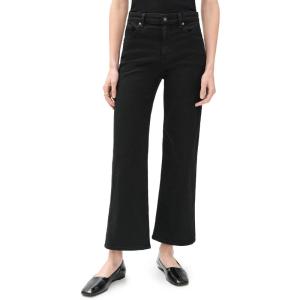 AG Adriano Goldschmied Womens Saige Mid Rise Wide Leg Crop(Super Black)