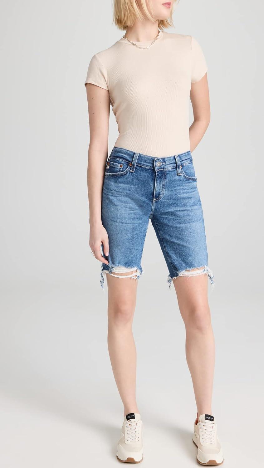 imageAG Adriano Goldschmied Womens Nikki Mid Rise Relaxed Skinny Short19 Years Afterglow