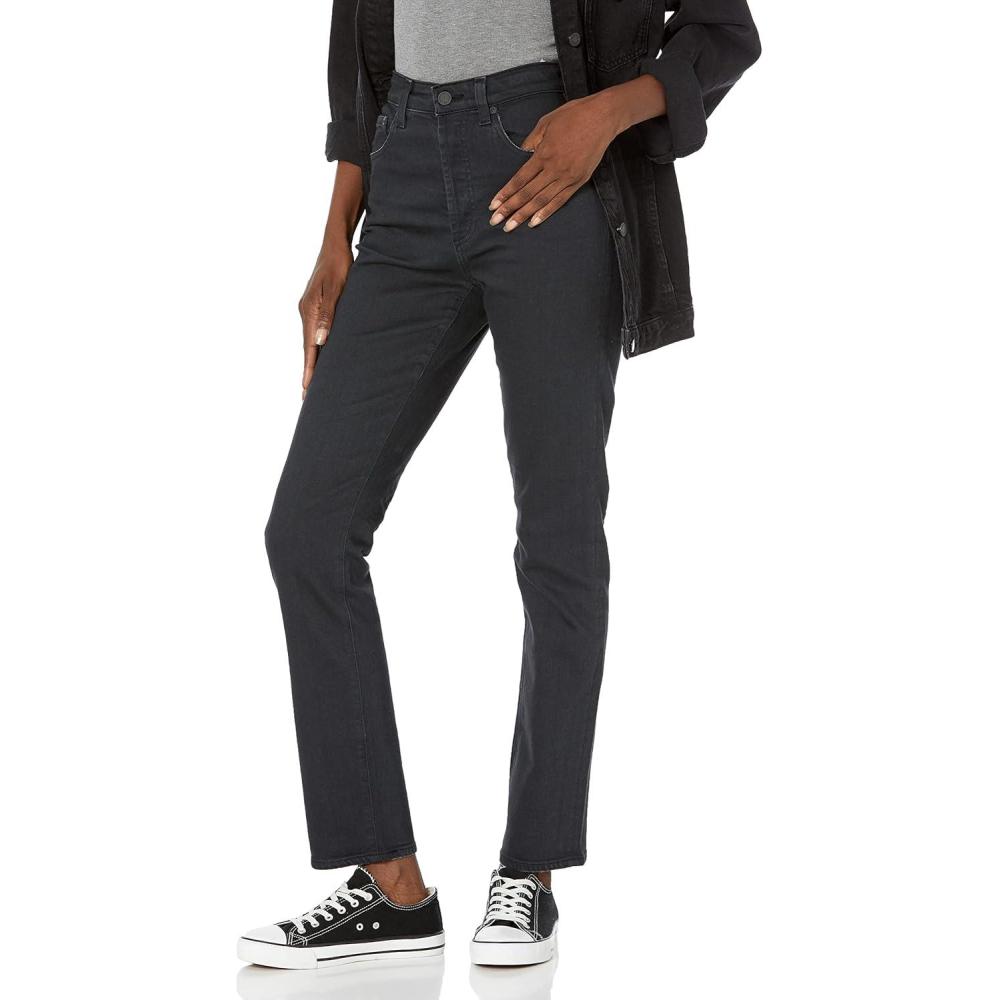 imageAG Adriano Goldschmied Womens Alexxis Vintage High Rise Straight Jean3 Years Sulfur Black