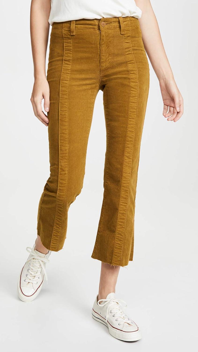 imageAG Adriano Goldschmied Womens Corduroy Panelled Quinne CropMustard Gold