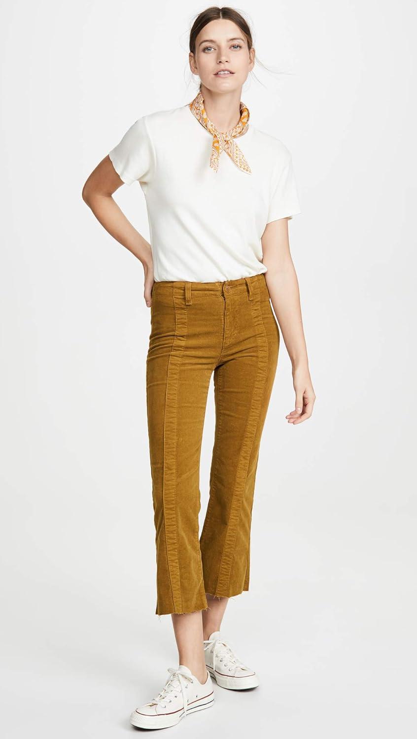 imageAG Adriano Goldschmied Womens Corduroy Panelled Quinne CropMustard Gold