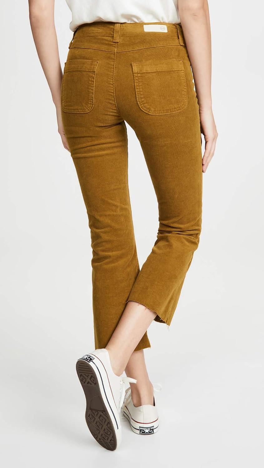 imageAG Adriano Goldschmied Womens Corduroy Panelled Quinne CropMustard Gold