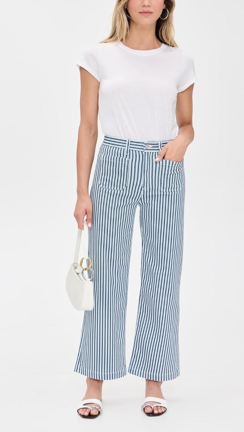 imageAG Adriano Goldschmied Womens Kassie Mid Rise Wide Leg CropNordic Stripe Indigo Multi