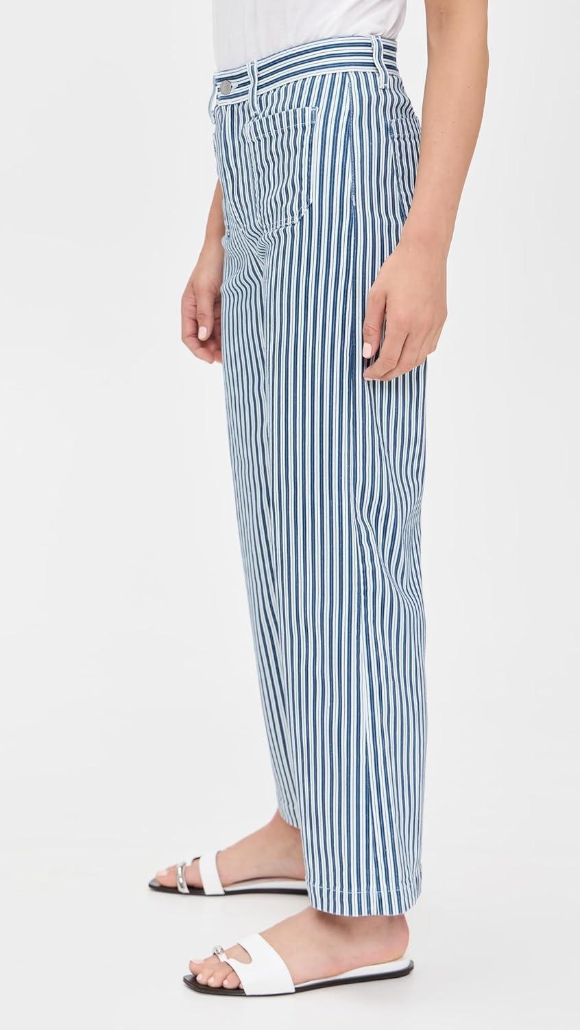 imageAG Adriano Goldschmied Womens Kassie Mid Rise Wide Leg CropNordic Stripe Indigo Multi