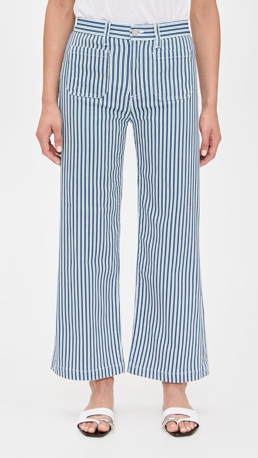 imageAG Adriano Goldschmied Womens Kassie Mid Rise Wide Leg CropNordic Stripe Indigo Multi