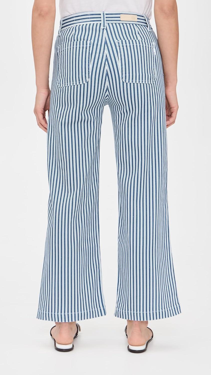 imageAG Adriano Goldschmied Womens Kassie Mid Rise Wide Leg CropNordic Stripe Indigo Multi