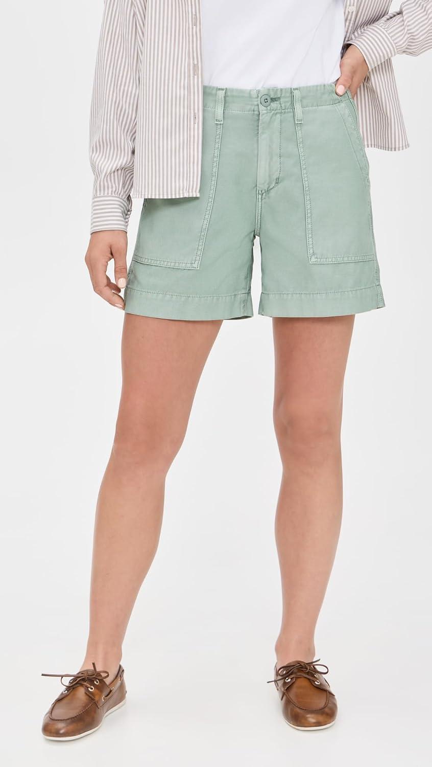 imageAG Adriano Goldschmied Womens Rosa Mid Rise Utility ShortSulfur Matcha Latte