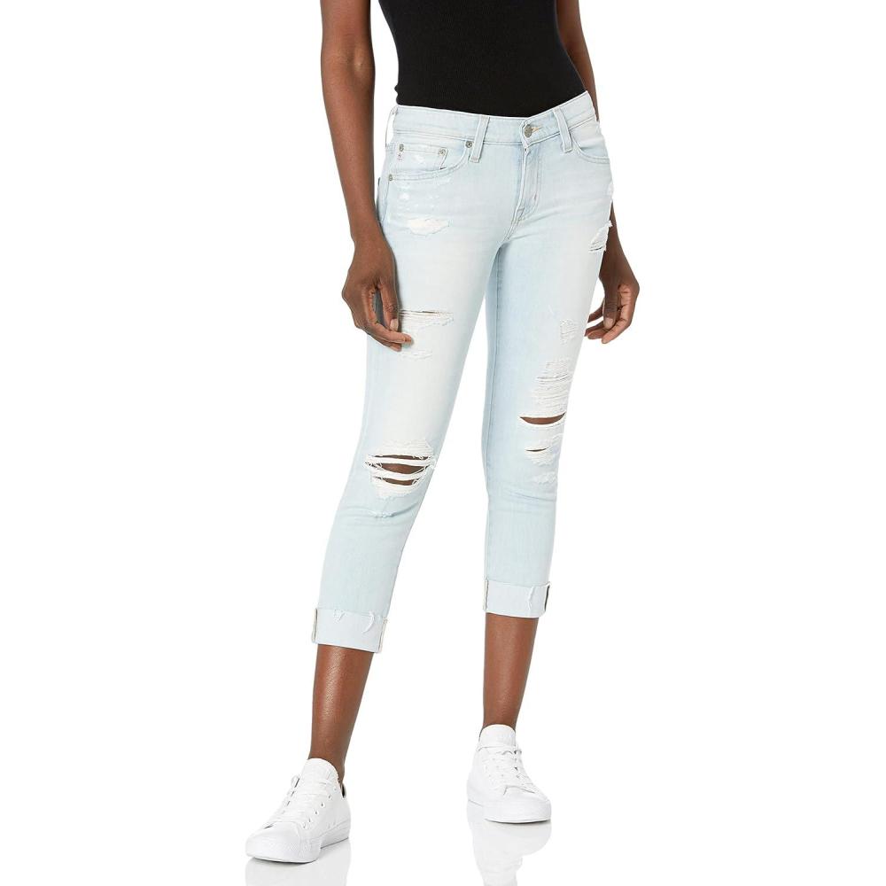 imageAG Adriano Goldschmied Womens Denim ExBoyfriend Raw HemYears Sunfade Indigo