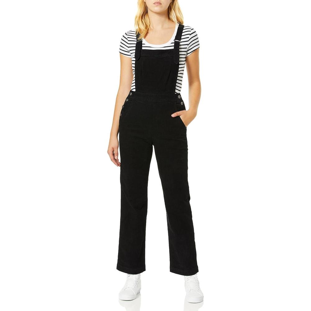 imageAG Adriano Goldschmied Womens Gwendolyn Straight Leg OverallSulfur Black