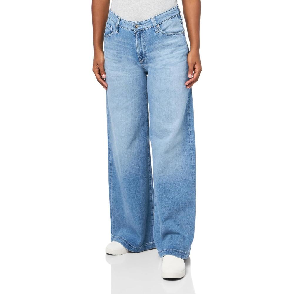 imageAG Adriano Goldschmied Womens Leana Mid Rise Palazzo JeanDune