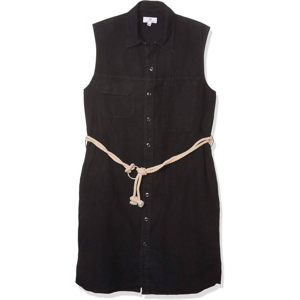 imageAG Adriano Goldschmied Womens Marie Sleeveless Workwear DressSulfur X Black