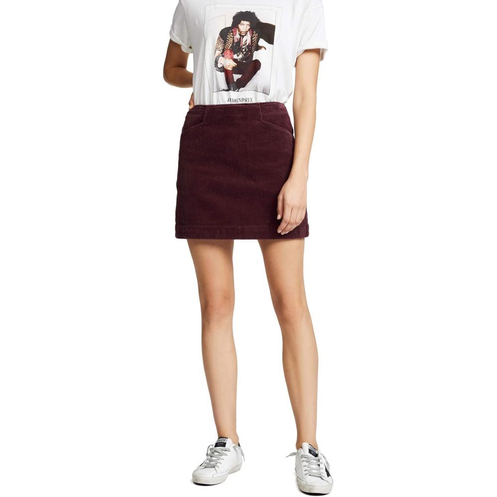 imageAG Adriano Goldschmied Womens Wide Wale Cord Bernadette SkirtRich Carmine