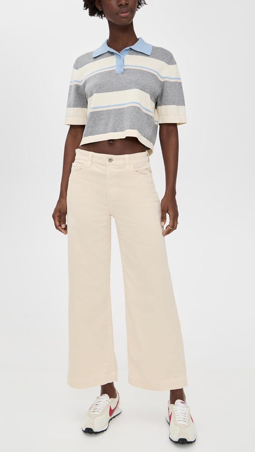 imageAG Adriano Goldschmied Womens Saige Wide Leg Cropped Corduroy JeansOpal Stone