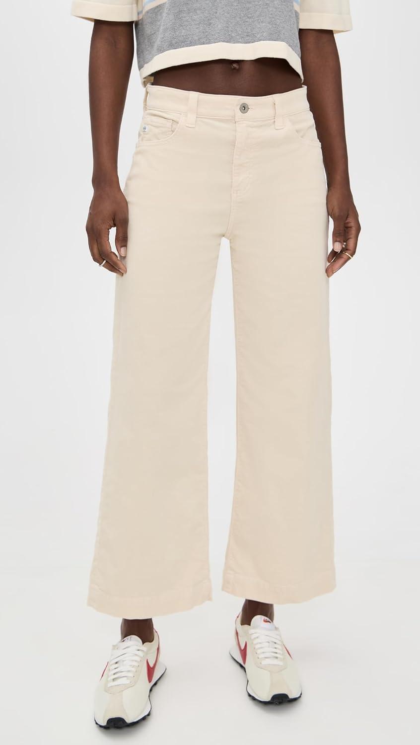 imageAG Adriano Goldschmied Womens Saige Wide Leg Cropped Corduroy JeansOpal Stone