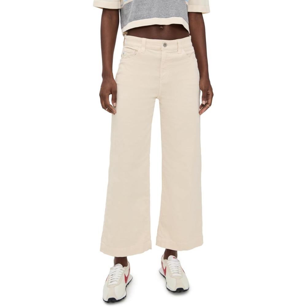imageAG Adriano Goldschmied Womens Saige Wide Leg Cropped Corduroy JeansOpal Stone
