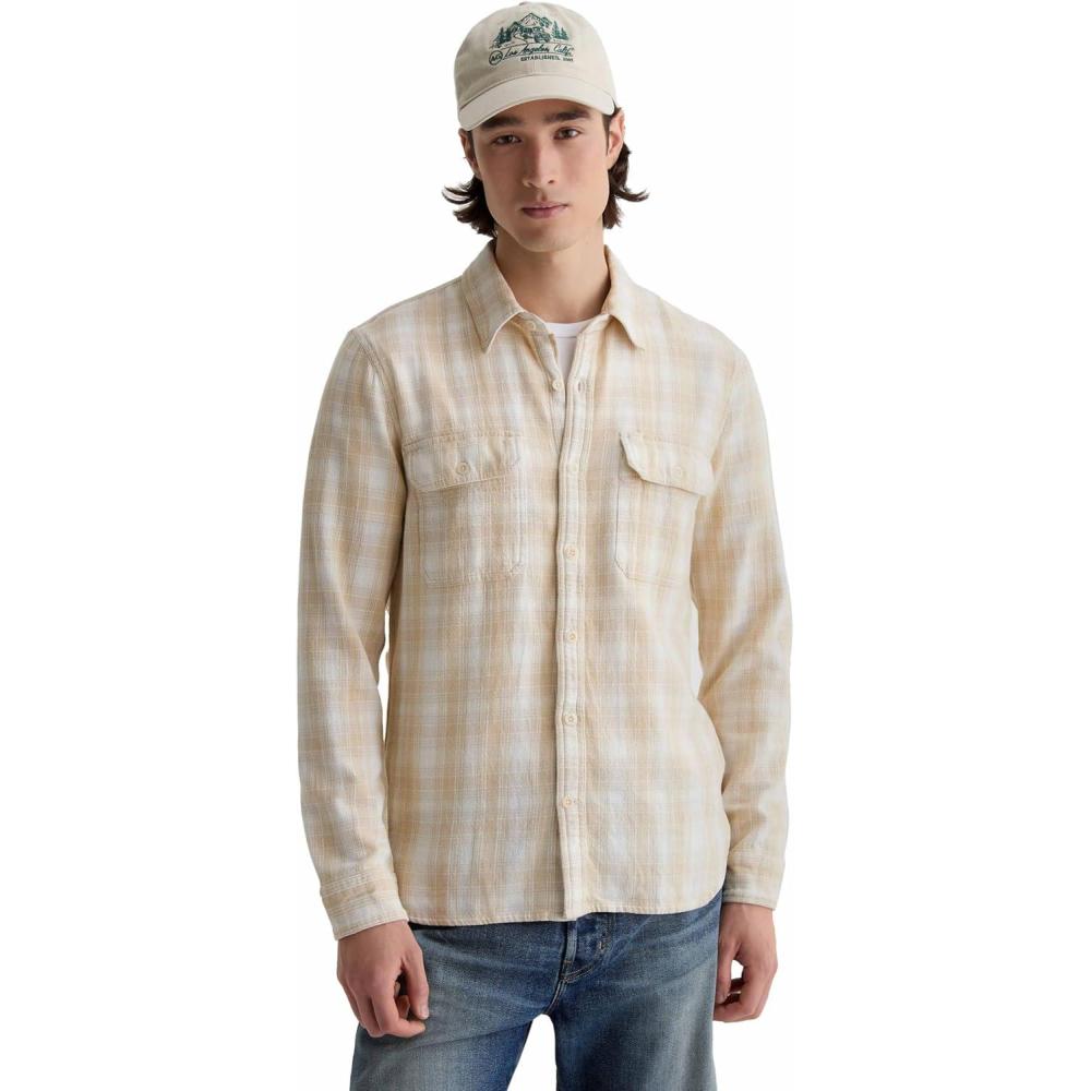imageAG Adriano Goldschmied Mens Curtis Work ShirtNatural Multi