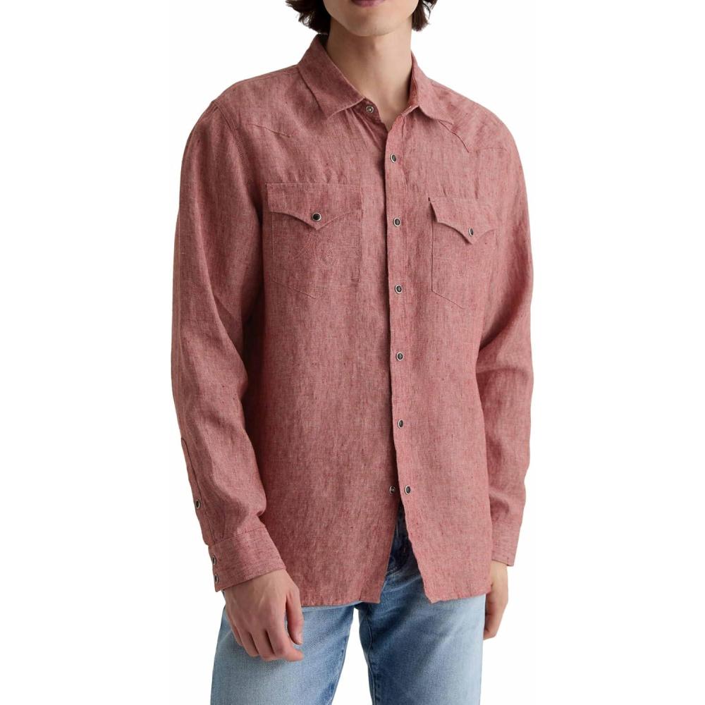 imageAG Adriano Goldschmied Mens Huston Western ShirtAdobe Clay