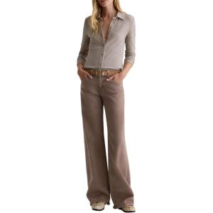 AG Jeans Womens Adria Low Rise Baggy Wide Leg(Sulfur Taupe Grey)