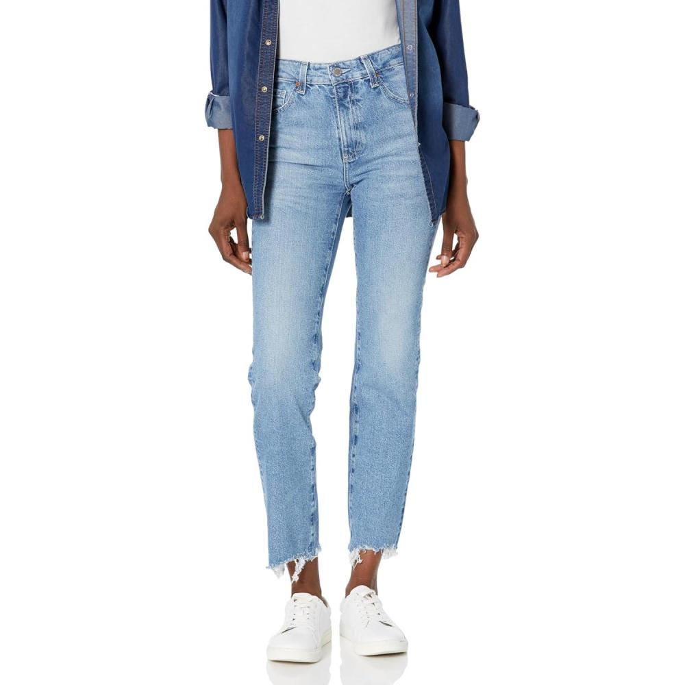 imageAG Adriano Goldschmied Womens Saige High Rise Straight Leg JeanUpper West Destructed