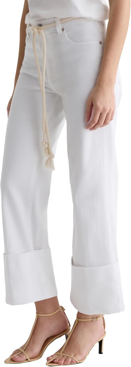 imageAG Adriano Goldschmied Womens Saige Mid Rise Wide LegWhite