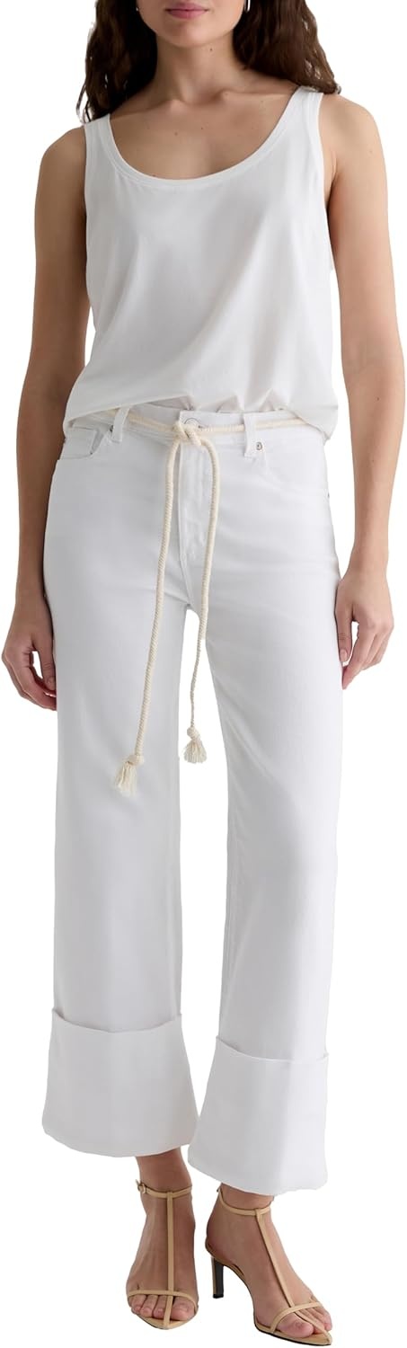 imageAG Adriano Goldschmied Womens Saige Mid Rise Wide LegWhite