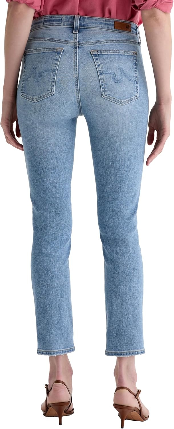 imageAG Womens Mari MidRise Slim Straight Crop Jeans in Marina Blue 26 27 inch Inseam