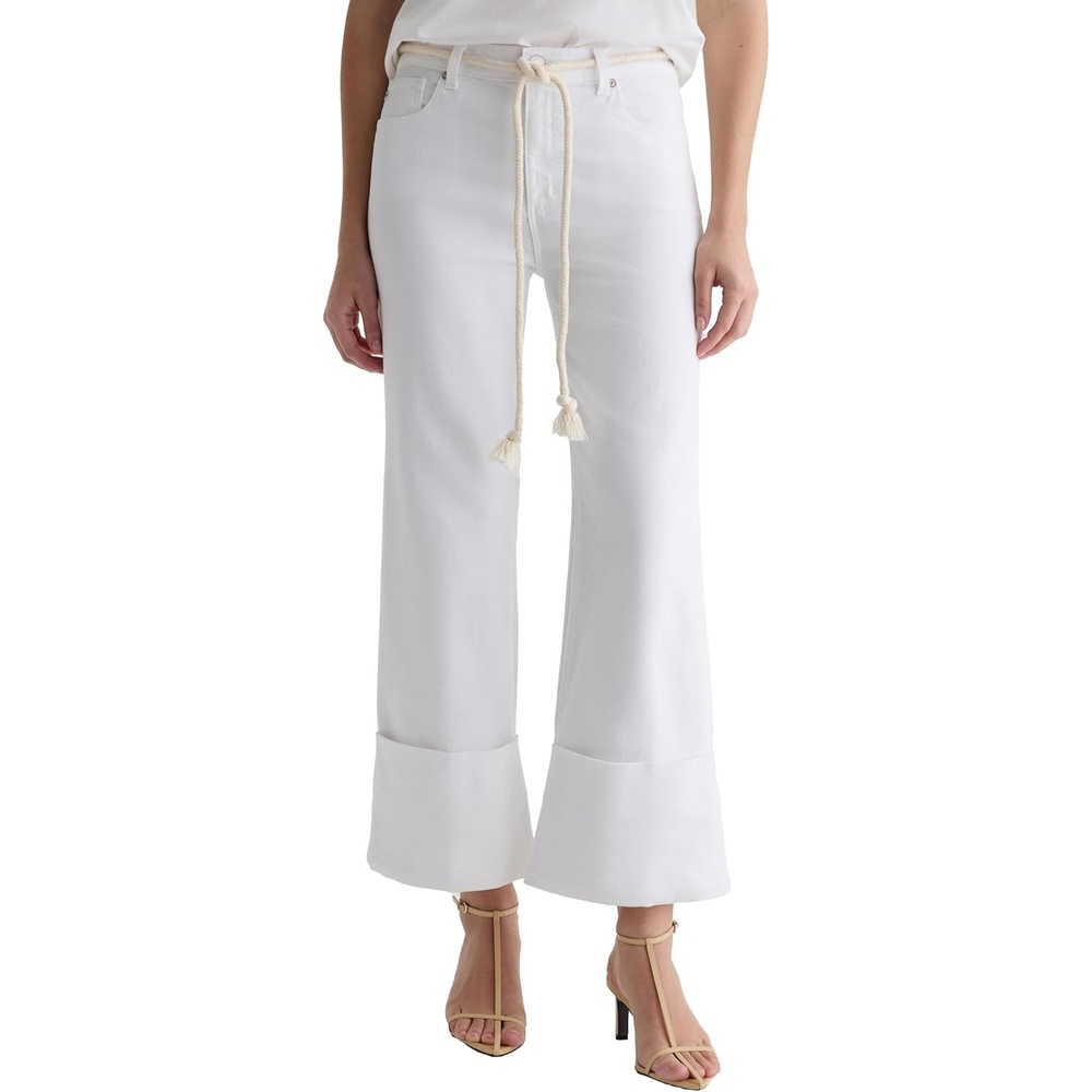 imageAG Adriano Goldschmied Womens Saige Mid Rise Wide LegWhite