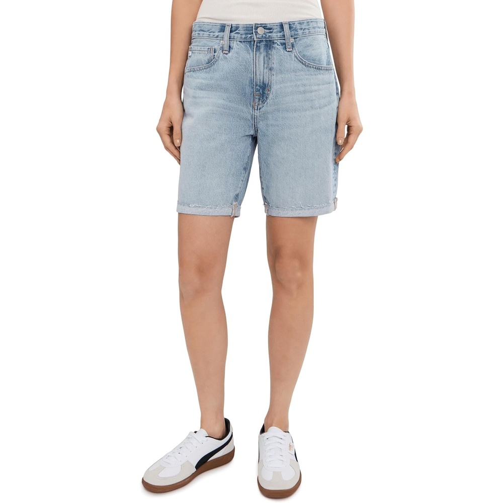 imageAG Womens ExBoyfriend MidRise Slouchy Shorts in Soft Focus Soft Focus 26 Inseam 7