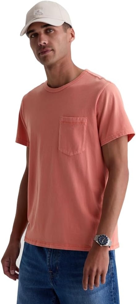 image:imageAG Adriano Goldschmied Mens Nick Slim Fit Pocket TeeHeritage Orange Spritz
