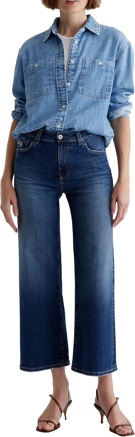 image:imageAG Jeans Womens Saige Mid Rise Wide Leg