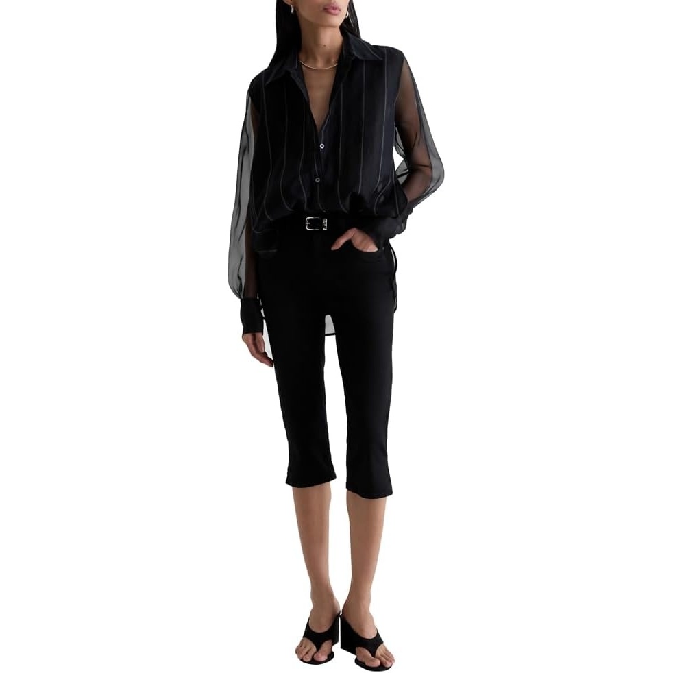 image:imageAG Adriano Goldschmied Womens Maisie MidRise CapriSuper Black