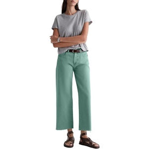 AG Adriano Goldschmied Women’s Saige Mid-Rise Wide Leg Crop(Sulfur Sunwashed Jade)