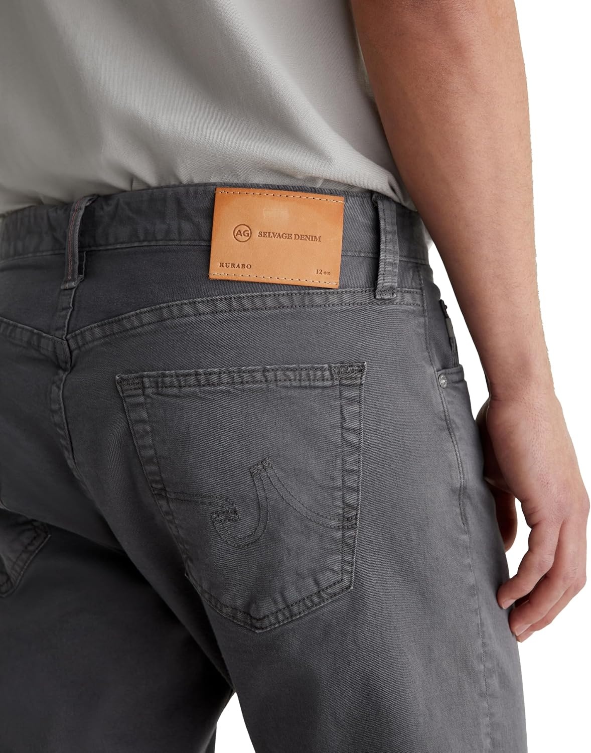 image:imageAG Adriano Goldschmied Mens Everett Slim Straight Selvage JeanSulfur Storm Grey
